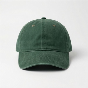 Casquette de baseball verte à 6 panneaux, ajustable, en coton, unisexe, décontractée, couleur unie, tissu lavé, taille adulte - Product Image 1