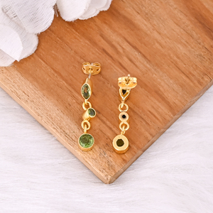 Pendientes de Peridoto Natural con Tres Piedras, Joyería de Piedras Preciosas Hecha a Mano para Mujer - Product Image 3