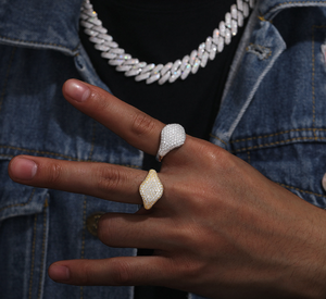 Anillo de Sello con Moissanita y Pavé, Anillo de Diseño de Lujo Estilo Hip Hop, Anillo de Moda Brillante para Hombres y Mujeres - Product Image 6