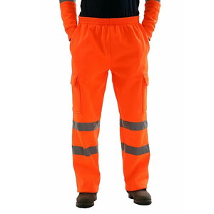 Pantalon de travail haute visibilité orange réfléchissant pour hommes, pantalon cargo haute visibilité, vêtements de sécurité industrielle, pantalon de travail pour la construction - Product Image 1