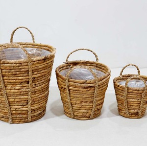 Juego de Cestas para Plantas de Jacinto de Agua Tejidas a Mano con Asas y Revestimiento de Plástico - Product Image 5