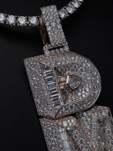Pendentif de nom de luxe en moissanite et diamant, collier lettre serti de pierres, or rose, bijoux statement hip-hop - Product Image 6