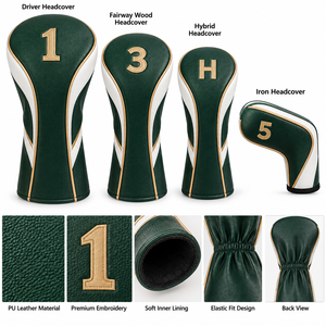 Fundas de cuero PU personalizadas para palos de golf, fundas premium para palos de golf, fundas para driver, fairway wood, híbridos, fundas protectoras para palos de golf - Product Image 5