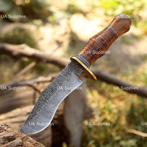 Couteau à lame fixe en acier Damas avec manche en bois, couteau de chasse à pointe tombante de 13 pouces, forgé à la main, personnalisable OEM ODM - Product Image 3