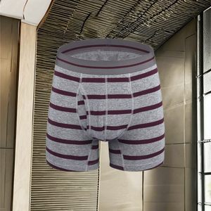 Calzoncillos Boxer a Rayas para Hombre OEM, Pierna Larga, Algodón Suave y Transpirable, Venta al por Mayor a Granel, Marca Privada - Product Image 1