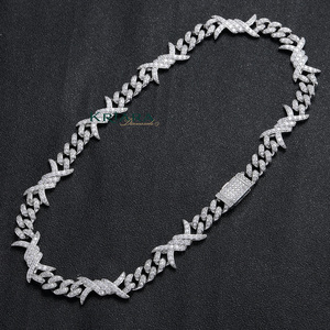 S925 <b>Silver</b> Rhodium Plated Lab Grown Diamond Link <b>Chain</b> Necklace Unisex Luxury Statement Jewelry Everyday Wear - Product Image 1