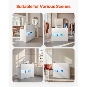 Bancone Reception Rettangolare da 47 Pollici con Luce LED, 2 Cassetti e Prese di Corrente, Tavolo Frontale per Ufficio - Product Image 3