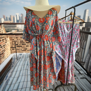 Kaftan moderne et confortable pour femme, doux, naturel, estival, décontracté, imprimé floral, élégant, indien, longueur genou, lavable - Product Image 1