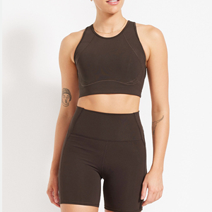 Ensemble de yoga 2 pièces pour femme, taille haute, simple, respirant, écologique, sans couture, maintien élevé, tenue de fitness, vêtements de sport pour la gym - Product Image 1