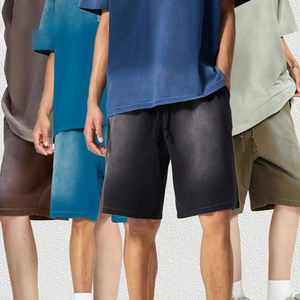 Shorts pour hommes personnalisés avec motif de marque, 360 g/m², en pur coton épais, version basique, 100 % pur coton, lavage au spray blanchissant - Product Image 2