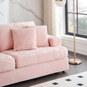 Divano da soggiorno a 3 posti in velluto a coste da 88,58 pollici, spazioso e confortevole, con 4 eleganti cuscini coordinati nei colori - Product Image 4