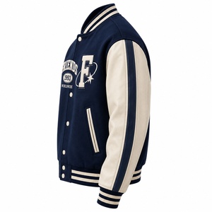 Chaqueta Varsity para Hombre, Color Azul Marino y Crema, Letras Bordadas, Logotipo Personalizado, Estilo Preppy, Ropa de Otoño - Product Image 4