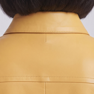 Chemise en cuir boutonnée tendance pour femme, chemise en cuir à col rabattu pour filles, chemise en cuir pour femme avec poches avant - Product Image 4