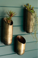 Ensemble de trois vases muraux ronds en laiton poli, modernes, avec logo couleur personnalisé, décoration suspendue pour la maison et le bureau