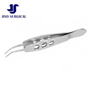 Forceps Guell DMEK manuel à ressort, à tiges angulées, à mâchoires lisses et arrondies, à poignée plate, pour ophtalmologie, microchirurgie et corne - Product Image 1