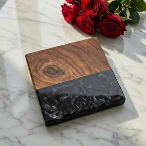 Classic Wooden Resin <b>Tea</b> & Coffee Cup Coasters Handmade Lightweight Decorative for Home Office Hotel Use - Product Image 2