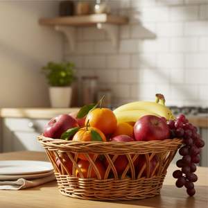 ตะกร้าหวายใส่ผลไม้ 2 ใบ งานฝีมือ - Product Image 4