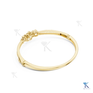Lab Grown Diamond Floral Filigree <b>Bangle</b> 14K 18K <b>Solid</b> <b>Gold</b> Fine Luxury Unisex Vintage Openwork Jewelry KRUP JEWELS - Product Image 4