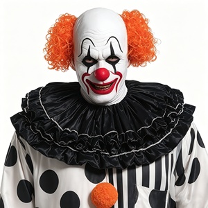 Costume de <span class=keywords><strong>Clown</strong></span> d'Horreur d'Halloween pour Adulte, Combinaison à Pois et Rayures avec Col à Volants - Product Image 4