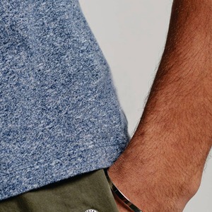 Camiseta de Manga Corta Azul Claro para Hombre con Ribete en Contraste, Corte Regular, Informal, de Algodón Jersey, Cuello Redondo, Color Sólido - Product Image 6