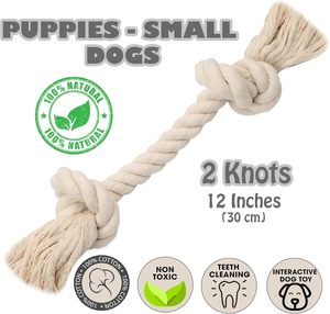 ส่งสินค้าจำนวนมาก ของเล่นเชือกฝ้ายธรรมชาติ 100% แบบ 2 ปม สำหรับสุนัข ของเล่นเชือกคุณภาพพรีเมียมสำหรับสุนัขที่กำลังฟันขึ้น ของเล่นเชือกแข็งแรงสำหรับลูกสุนัขและสุนัขโต - Product Image 2