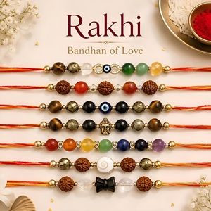 สร้อยข้อมือประดับอัญมณี Rakhi ทรงเหลี่ยมเจียระไน ขนาดรู 0.2 มม. ชุดรวมหลากสี 10 ชิ้น ชุดรูดราคชา - Product Image 6