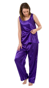 ชุดนอนผ้าซาตินเนื้อนุ่มสำหรับผู้หญิง แบบสองชิ้น สวมใส่สบาย - Product Image 3