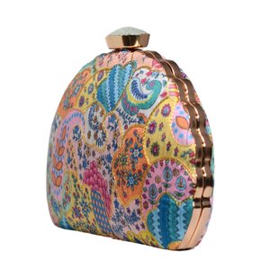 Multicolour Embroidery D-Shape <b>Clutch</b> Bag Designer Party Handbag for Women <b>Wedding</b> Occasions - Product Image 2