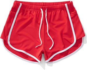 Men's Quick Dry Drawstring Shorts Solid Color With Side Stripe Mid Waist Casual Sport Shorts Red and <b>Navy</b> Blue - Product Image 4