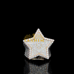 Bague de cocktail TASNIM en argent 925 plaqué or rose avec moissanite VVS en forme d'étoile pour homme, sertie à griffes, taille brillant rond, luxe - Product Image 3