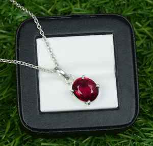 Colgante Ovalado de Rubí Rojo, Collar de Plata de Ley 925, Joyería con Piedra de Nacimiento de Julio, Colgante de Gema Natural, Elegante Regalo para Mujer - Product Image 4