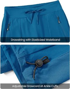 Pantalones azules con cordón para hombre y mujer, que absorben la humedad, con bolsillos con cremallera y cintura elástica para actividades al aire libre - Product Image 5