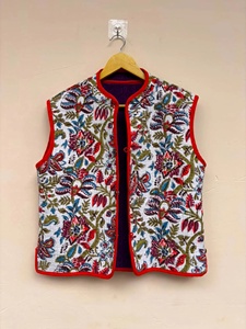 Embroidered <b>Velvet</b> Beaded Floral Pattern V-neck Single Button Closure Short Vintage Boho Vest Indian Ethnic Sleeveless <b>Jacket</b> - Product Image 2