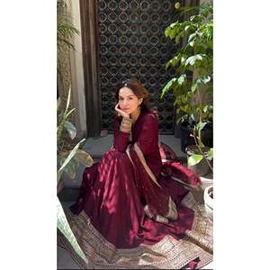 Hermoso vestido Anarkali para mujer con Pent y Dupatta para fiestas - Product Image 4
