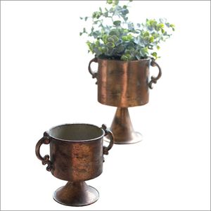 Wholesale Vintage Distressed Copper Finish Metal Oval Planter Rustic Indoor Outdoor Garden Flower Pot Large <b>Trough</b> Decor Planter - Product Image 3