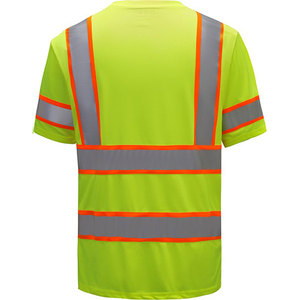 เสื้อยืดสะท้อนแสงสำหรับผู้ชาย สีดำ ผ้าฝ้าย กันยับ ได้รับการรับรองมาตรฐาน CE/EU ชุดทำงาน มีแถบสะท้อนแสง กระเป๋าเสื้อ ตะเข็บอย่างดี - Product Image 2