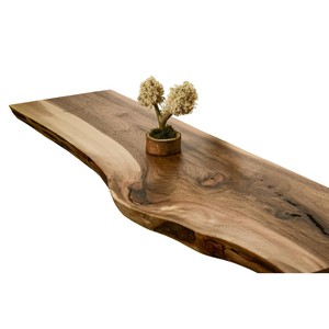 Étagère flottante en acier inoxydable avec bord naturel |   Décoration murale de salon au design rustique artisanal avec fonction de rangement - Vente en gros - Product Image 1