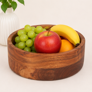 Bol de service en bois d'acacia fait main, écologique, rond, pour salade et fruits, pour la décoration moderne de la maison et les ustensiles de cuisine de restaurant - Product Image 2