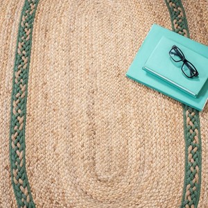 Tapis d'extérieur ovale tressé en jute et coton, fabriqué à la machine, antidérapant, de luxe, personnalisé pour balcon, table basse, chambre à coucher - Product Image 3