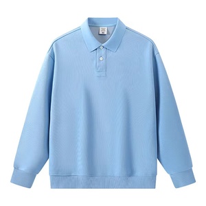 Nueva marca de alta calidad 350G para mujer para Polo sudadera algodón poliéster hombro caído de manga larga talla grande Casual Jersey sólido - Product Image 2