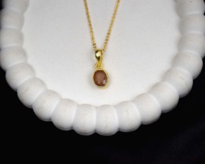 Collier pendentif minimaliste en argent sterling 925 plaqué or 18 carats avec saphir jaune taille coussin et chaîne torsadée, serti clos, cadeau unisexe - Product Image 3