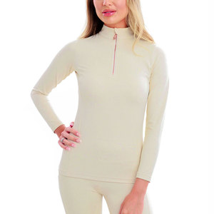 Haut de sport tricoté à manches longues pour femme, style équestre, couleur unie, respirant, extensible, séchage rapide, coupe longue - Product Image 1