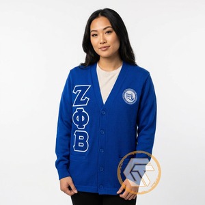 เสื้อไหมพรมอะคริลิกปักลาย Zeta Phi Beta แบบสั่งทำพิเศษ สำหรับฤดูหนาว ระบายอากาศได้ดี ป้องกันรอยยับ คอวี แขนยาว สำหรับผู้หญิง - Product Image 2