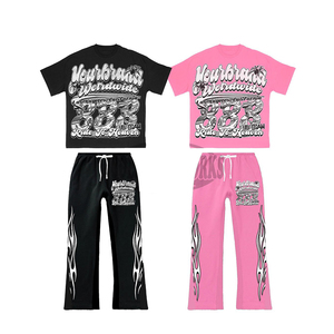 Ensemble de survêtement streetwear Yourbrand à capuche, manches longues, écologique, respirant, sans couture, noir et rose, unisexe, adulte, décontracté pour l'automne - Product Image 6