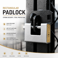 Cadenas E10 robuste rectangulaire, corps en acier, cylindre en laiton, haute sécurité, pour portail et porte