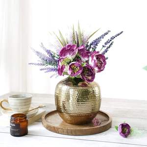 Handmade Brass Vase With Hammered Finish Gold Tabletop Flower Vase For Wedding Decorations Traditional Design - Product Image 2