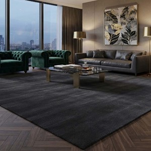 Alfombra Negra Lisa de Textura Suave, Estilo Moderno y Minimalista, para Sala de Estar, Dormitorio, Decoración Contemporánea para el Hogar - Product Image 1