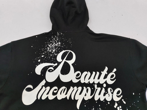 Sweat à capuche de luxe personnalisé, effet vieilli, 450-500 g/m², coton épais, impression sérigraphique, molleton bouclette, coupe oversize, délavage acide, pour hommes - Product Image 3