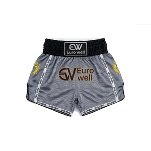Custom OEM Muay Thai Cargo Knitted Shorts High Density Canvas Button Fly Professional Kickboxing Combat <b>Trunks</b> - Product Image 3