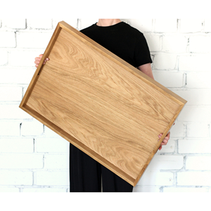 Plateau rectangulaire en bambou pour la protection de l'environnement de la cuisine, avec bords arrondis, plateau de rangement en bois - Product Image 6